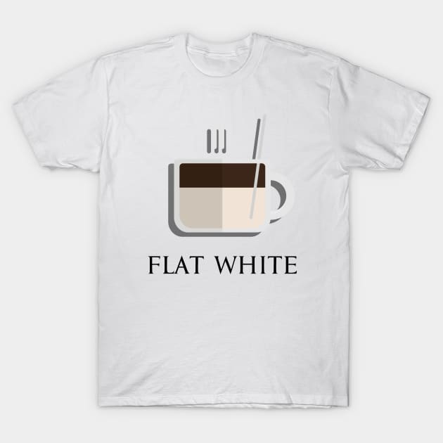 Hot flat white coffee front view in flat design style T-Shirt by FOGSJ